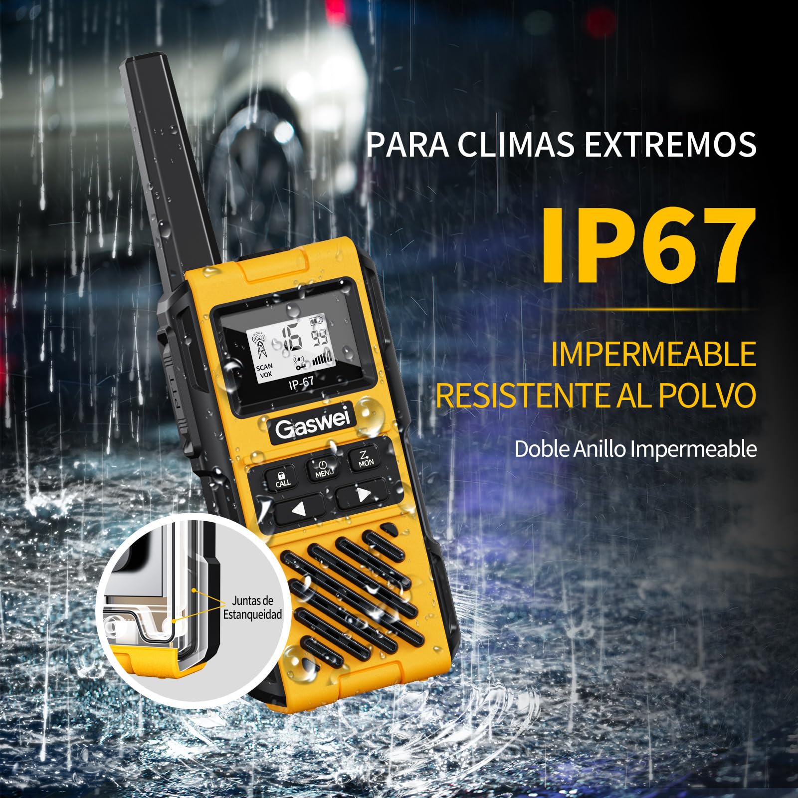 G1pro Walkie Talkies de Alto Rendimiento con Gran Alcance para Adultos, radios de Emergencia Recargables, Canales con batería de Iones de Litio, IP67 Resistente al Agua (2 Unidades)