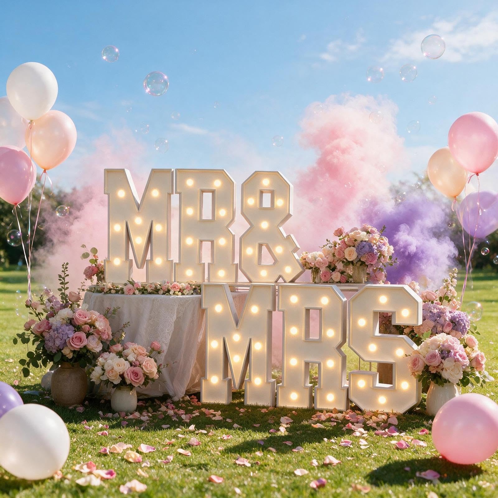 Lettere Yokqexz MR&MRS, Grandi Lettere Luminose for Feste di Fidanzamento | Pannello Schiuma KT Pre-tagliato, Montaggio Facile, Senza Fili, Leggero, Per Addio al Nubilato(Warm white,100cm)