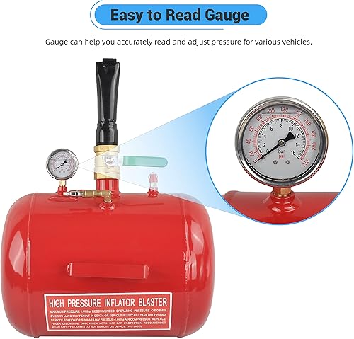 Miniatura 10 de GESEXI - Inflador de neumáticos de 5 galones con calibre de 145 PSI, inflador de neumáticos con calibre - Tanque de inflado de neumáticos para