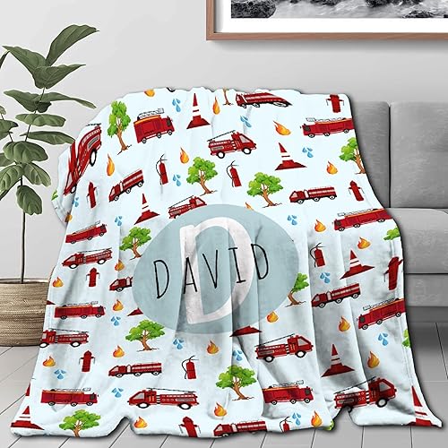 Miniatura 20 de Manta de bebé de bomberos con camión de bomberos, súper suave, manta acogedora para recién nacido, manta de recepción para bebé, manta para cuna, 40