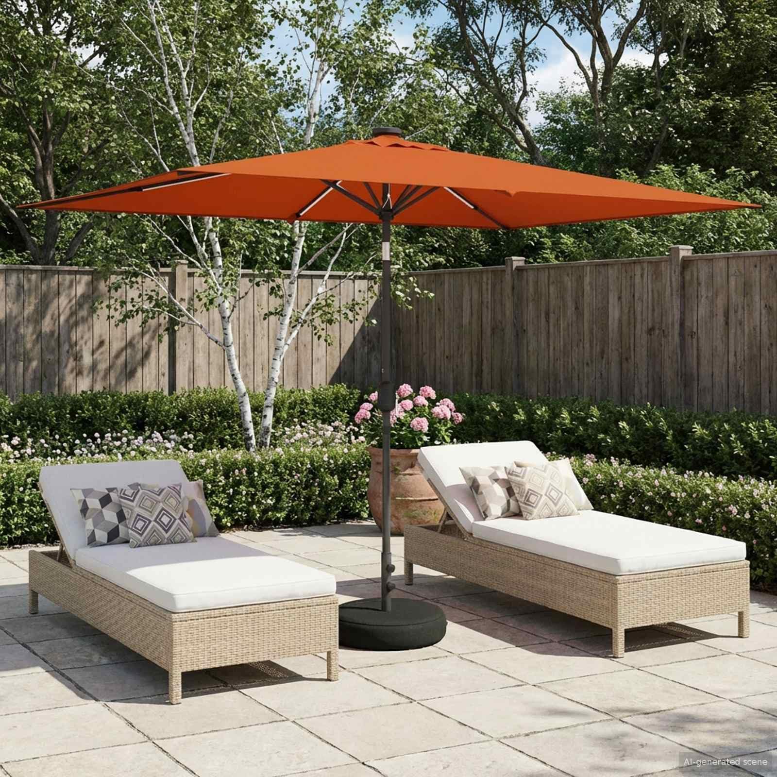 SYDE Parasol ogrodowy z oświetleniem LED i podstawą 200 x 300 cm