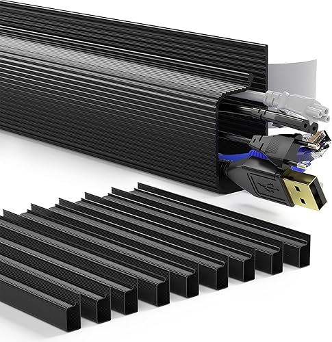 Miniatura 8 de Delamu Organizador de cables de 157 pulgadas debajo del escritorio, seguro y ordenado debajo del escritorio, organizador de cables para el hogar y