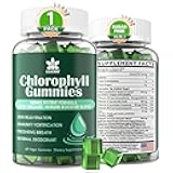 Chlorophyll Gummies - Super Green with Wheat Grass, Sea Moss, Unfiltered ACV & Elderberry, Echinacea, Zinc Complex & Vitamin D3, C, E, B12 for Natural Deodorant, Immune & Digestion Support, 60 Chews