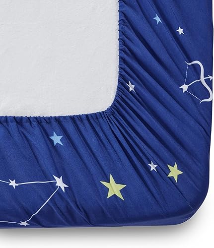 Miniatura 8 de Homiest Juego de sábanas de microfibra de constelación de 4 piezas, ropa de cama suave con patrón de estrellas, sábanas completas de bolsillo