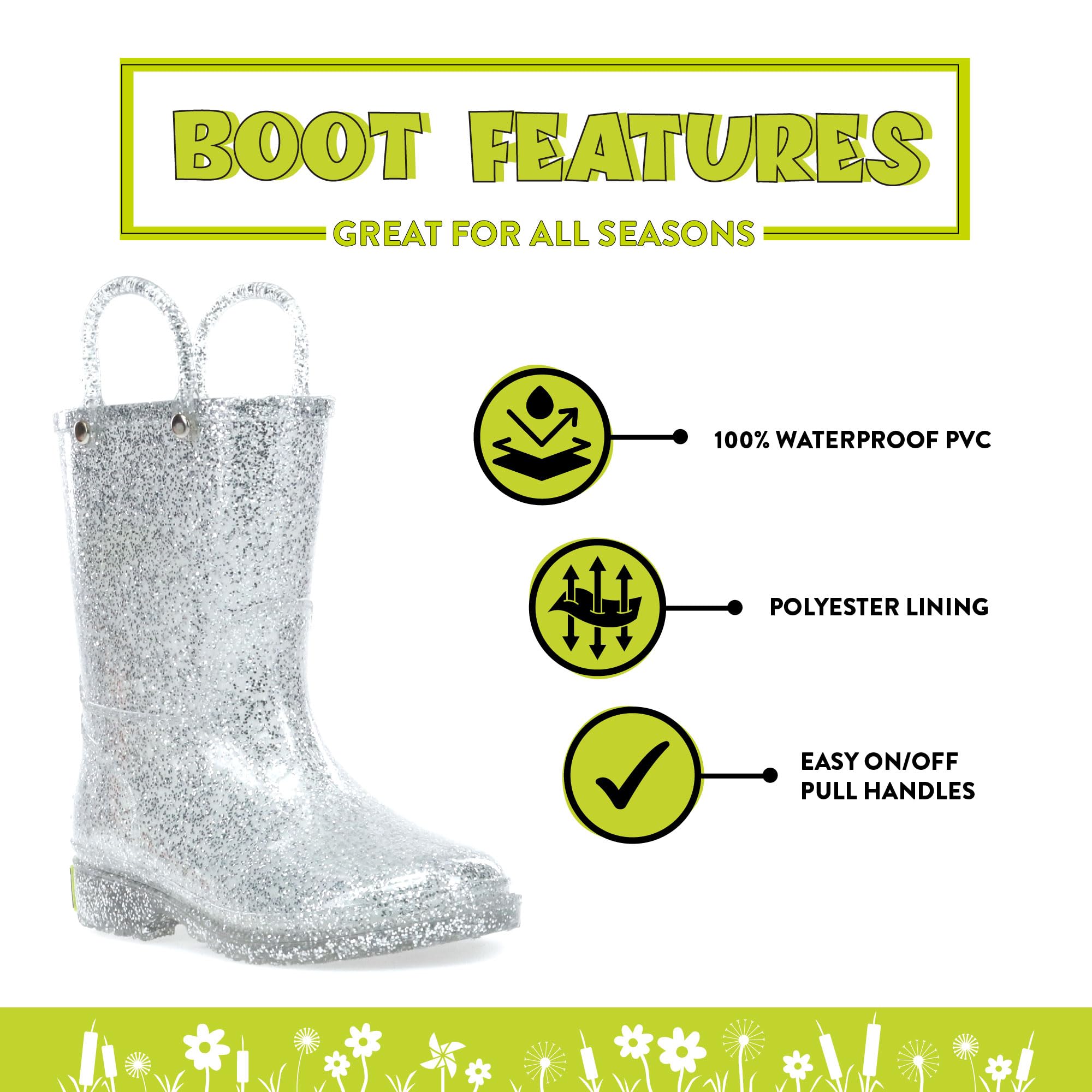 Western Chief Botas de Lluvia con Purpurina para Unisex-niños