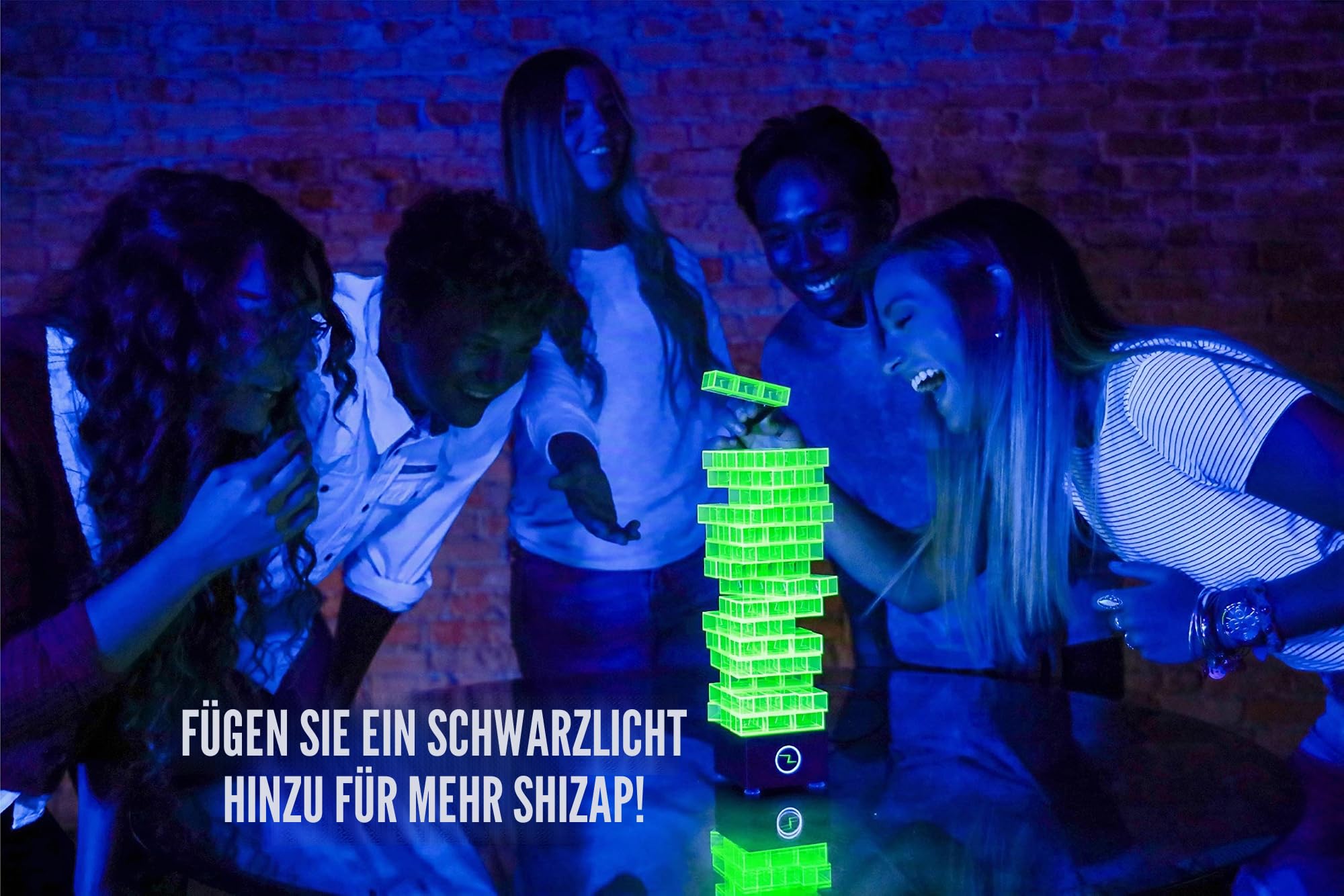 ShiZap! Das energetisierte Stapelblockspiel – Elektrisch schockierender Tumble Tower – Familienfreundliche Partyspiele für Jugendliche und Erwachsene