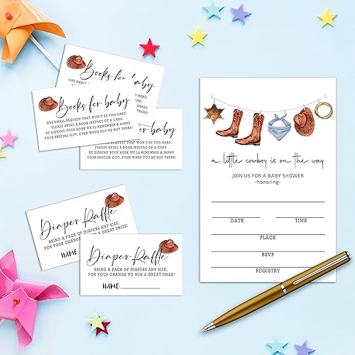 Miniatura 8 de Tarjetas de invitación para baby shower con sobres, boletos para rifas de pañales, juego de 100 piezas para bebé, fiesta de revelación de género