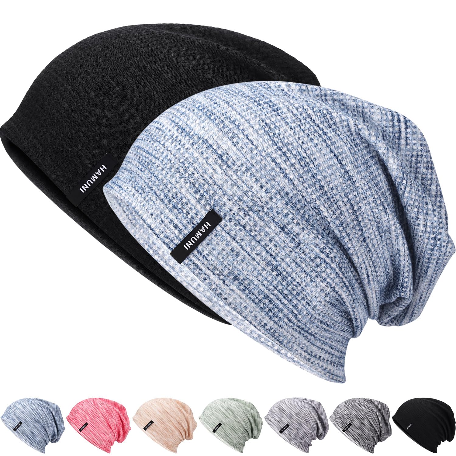 HAMUNI Mütze Herren Slouch Beanie Mütze Damen Leicht Winddichte Dünne Mütze Weiche Atmungsaktiv Longbeanie Ideal für Frühling Herbst und Winter