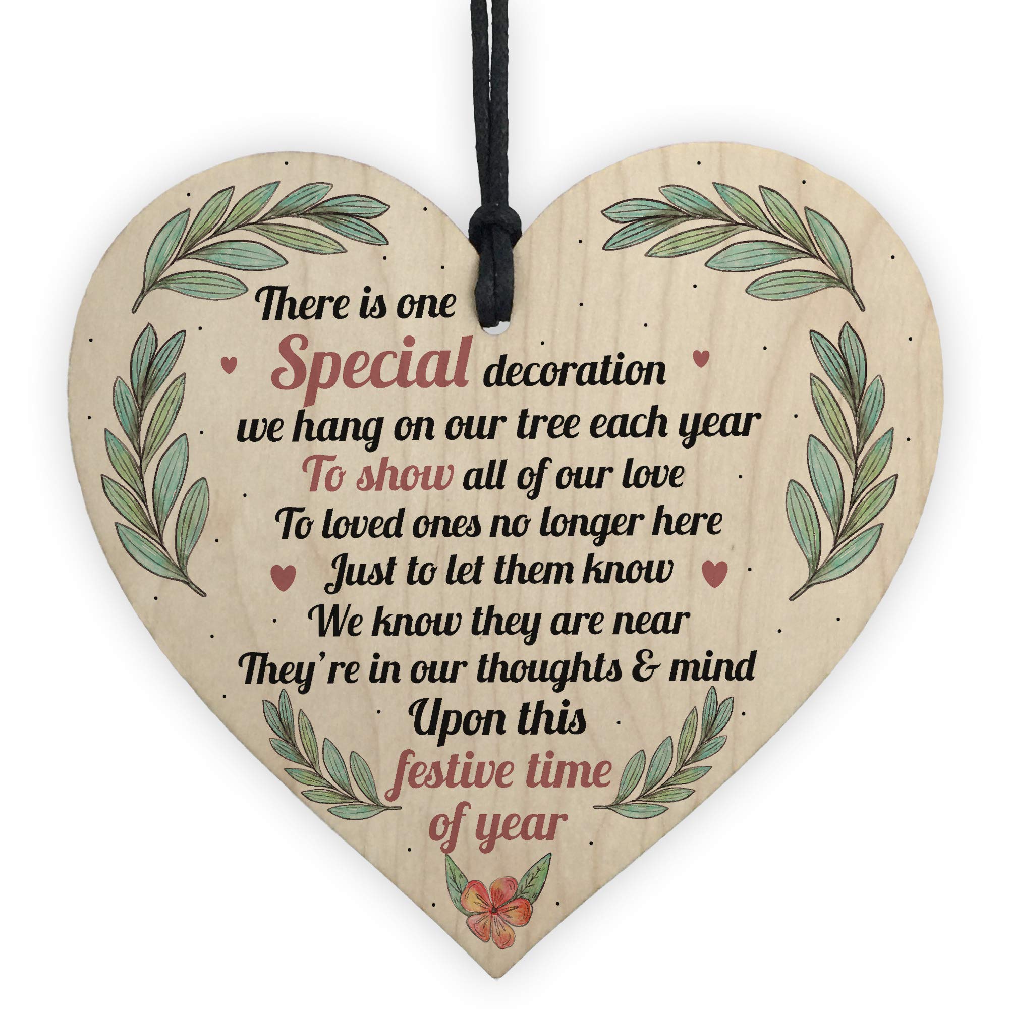 RED OCEAN Memorial Plaque Decoration Mum Dad Nan Memorial Gift Wooden Heart In Memory Christmas Plaque