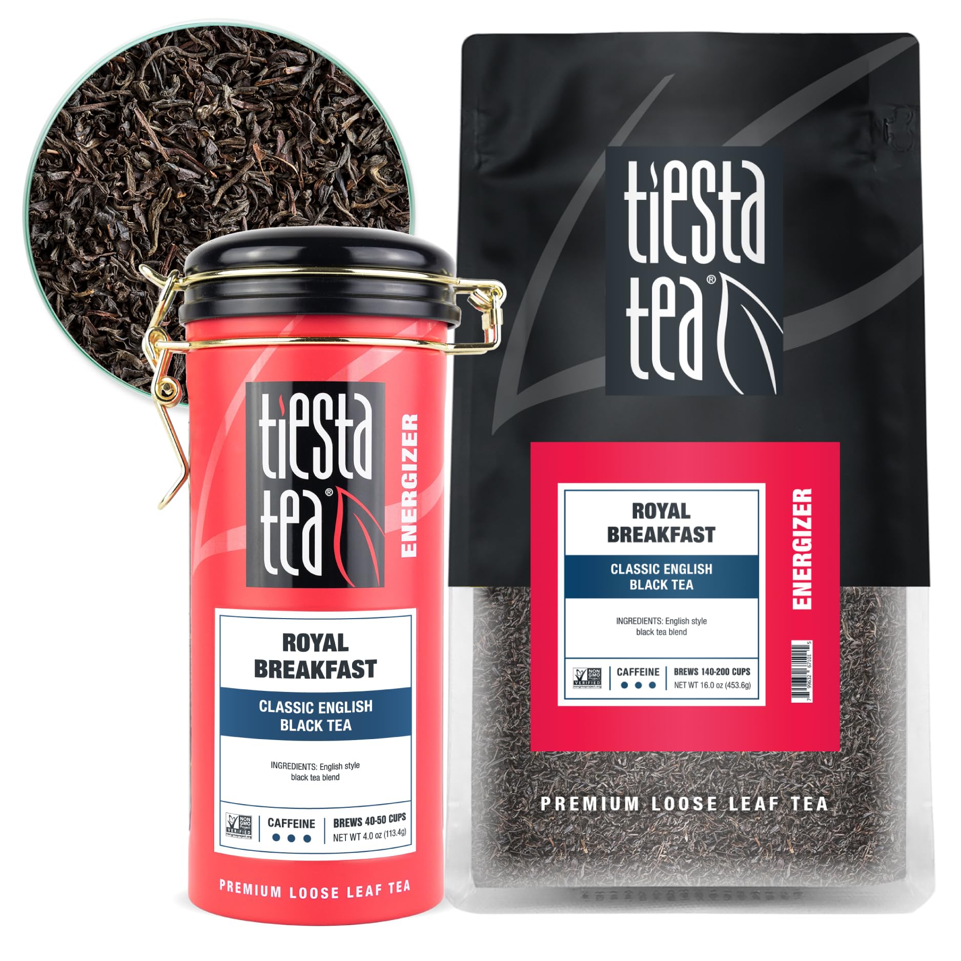 Tiesta Tea - Cocoa Mocha, Loose Leaf, Tiramisu Coffee Black Tea, Premium High Caffeinated Blend, Holiday, Make Hot or Iced & Brews Up to 25 Cups, 1.8 Ounce Resealable Pouch: Royal Breakfast TinTopper Refill Set