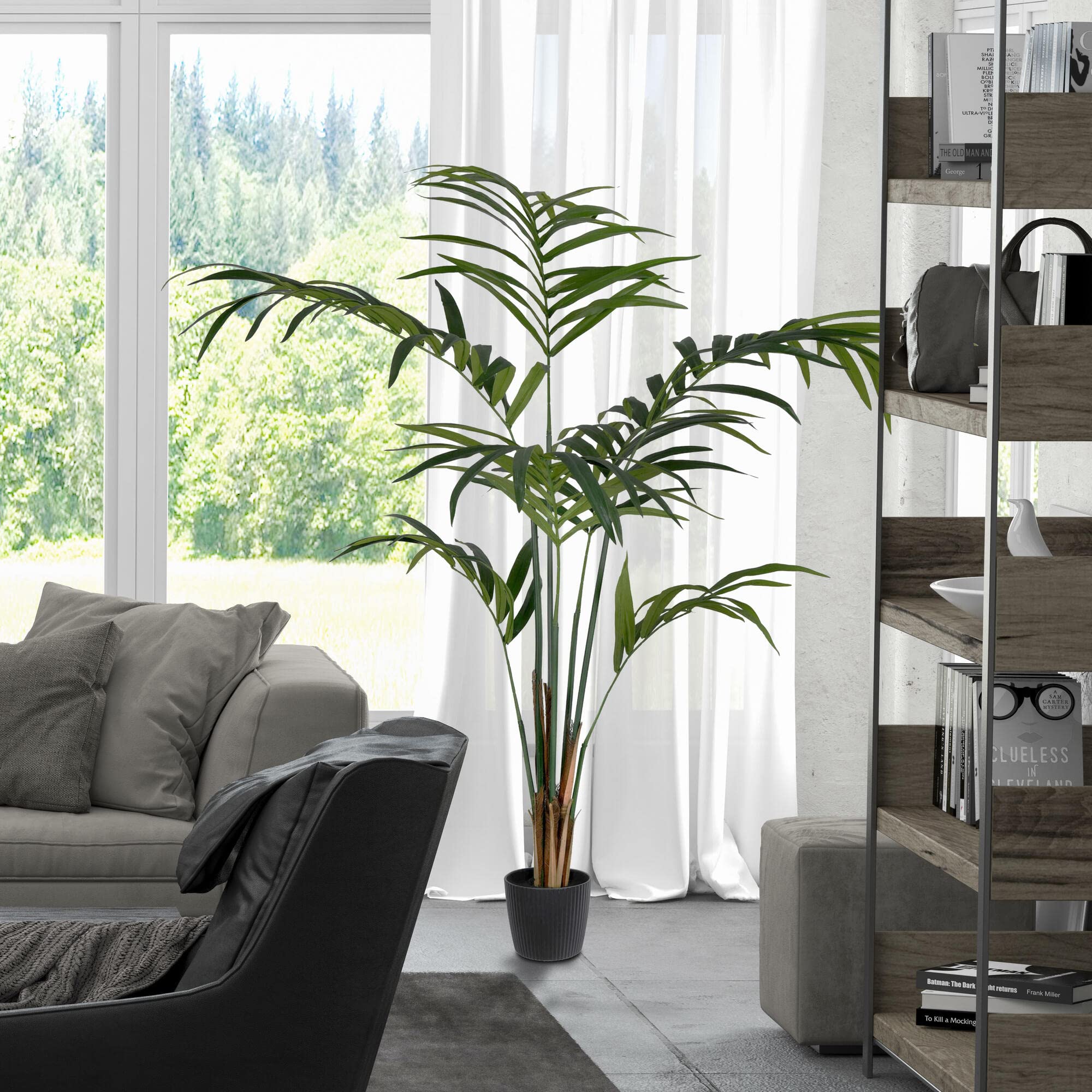 (Replacement Leaves)Vickerman Everyday Artificial Kentia Palm Tree 6 Foot Tall - Realistic Indoor Greenery Decor - Faux Potted Decoration for Home Or Office Accent