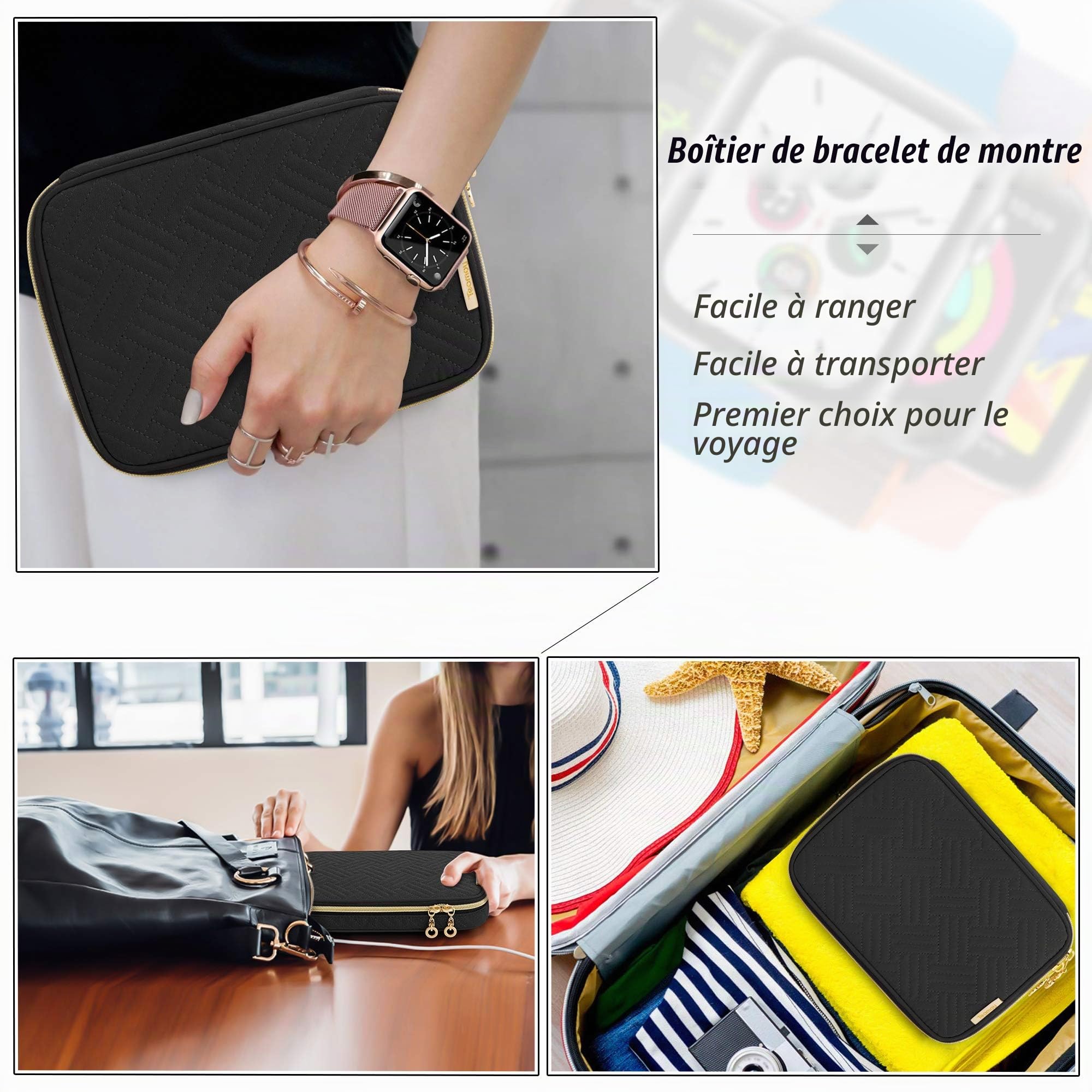 Teamoy Étui de Rangement pour 26 Bracelets de Montre | Étui de Voyage et de Rangement pour Bracelets d'Apple Watch (Toutes Séries) ou Bracelets de Montres Connectées