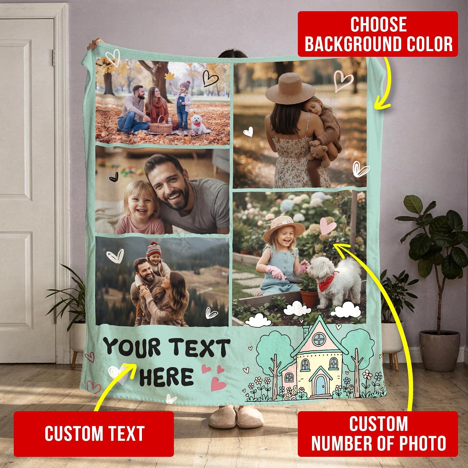 Family Customized Blanket, Photo Blankets Customize, Custom Blankets with Photos, Custom Photo Blanket 5