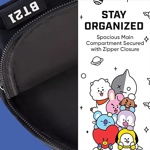 Miniatura 6 de BT21 LINE FRIENDS - Mochila de viaje de felpa, color negro, talla única, Negro -, Mochila Bt21 Line Friends, mini bolsa de viaje de felpa