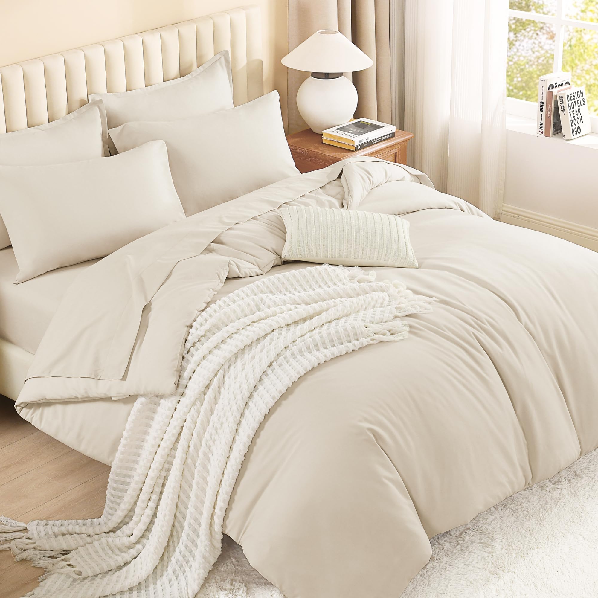 Photo 1 of Litanika Full Comforter Set with Sheets - 7 Pieces, Beige