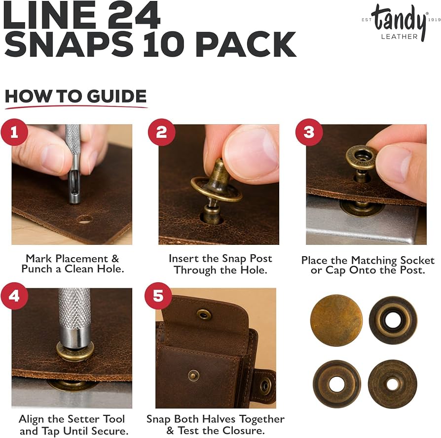 Amazon.com: Tandy Leather Line 24 Snaps 10/pk 1263-01 (10, Antique