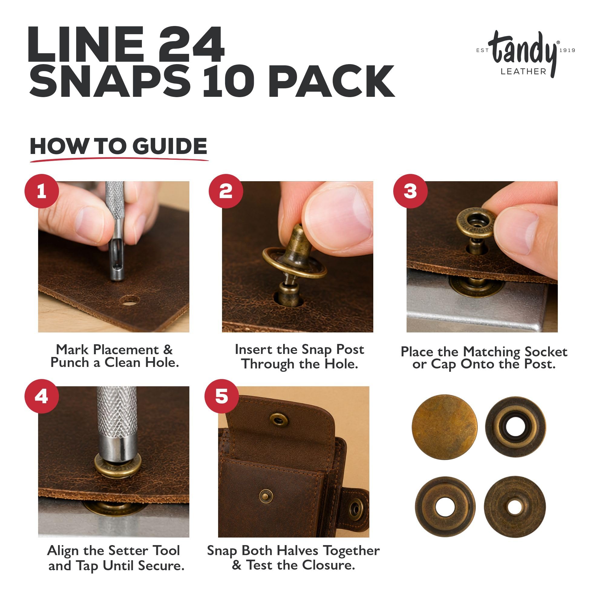 Amazon.com: Tandy Leather Line 24 Snaps 10/pk 1263-01 (10, Antique