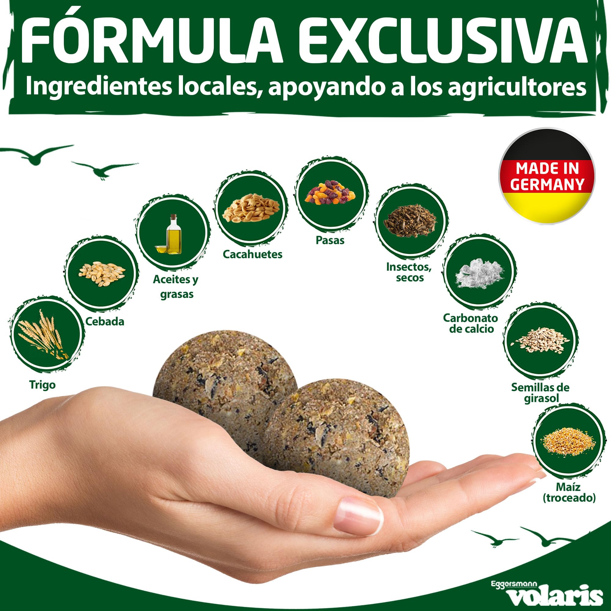 Eggersmann volaris 200 Piezas de proteínas de Bolas de Grasa sin Red 18 kg | Bola de Cereales para Aves Silvestres | Alimento Rico en nutrientes para Todas Las Especies de Aves Durante Todo el año