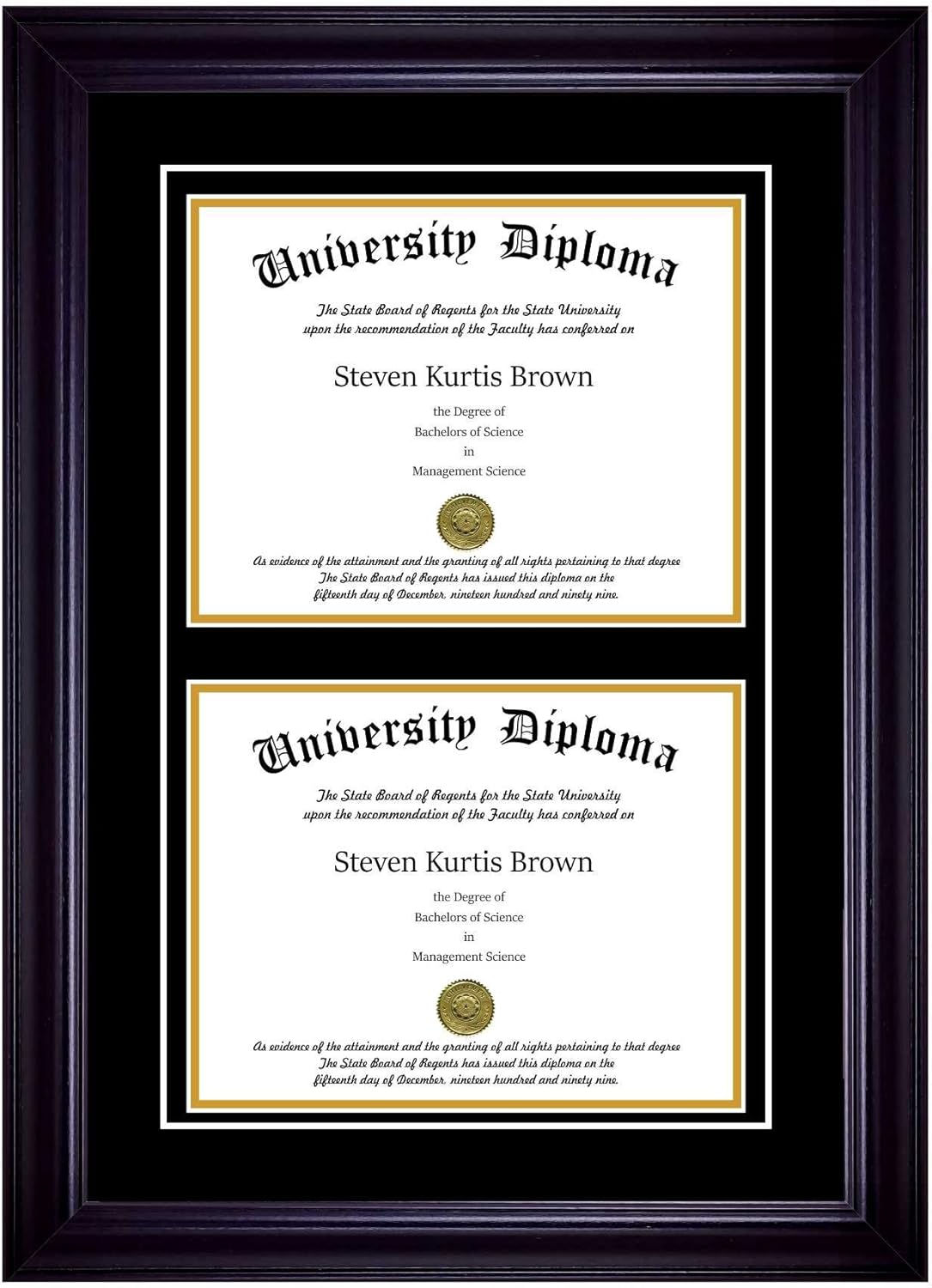 Perfect Cases Double Diploma Frame with Double Matting for