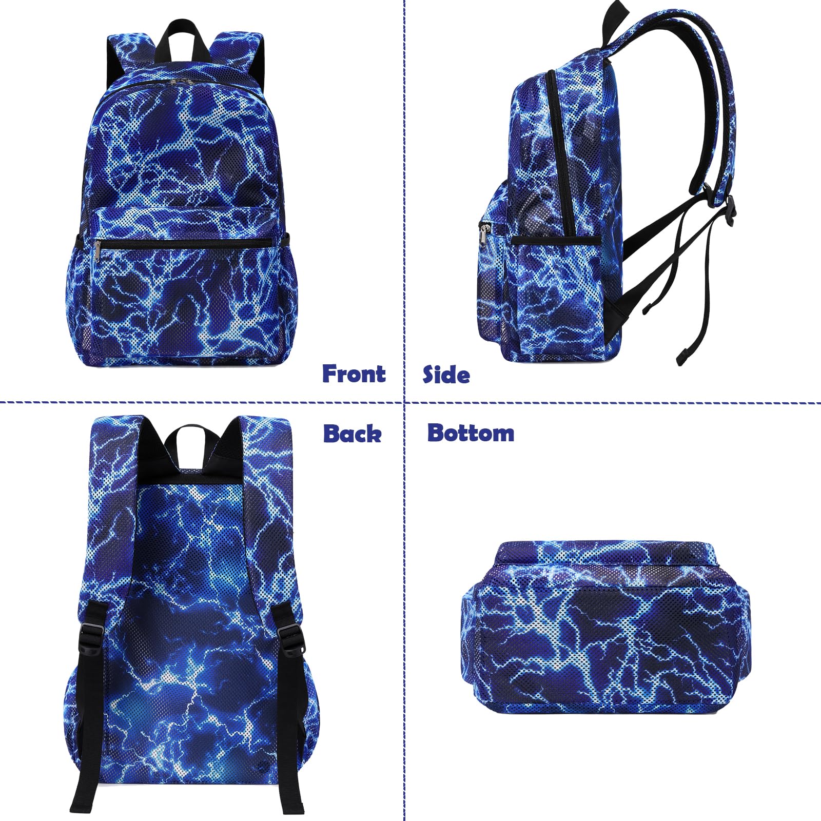 Mochila para niños con correa para el pecho para la escuela, mochila de gran capacidad para niños con para jardín de infantes, primaria, preescolar, azul, (Thunder blue, Talla única