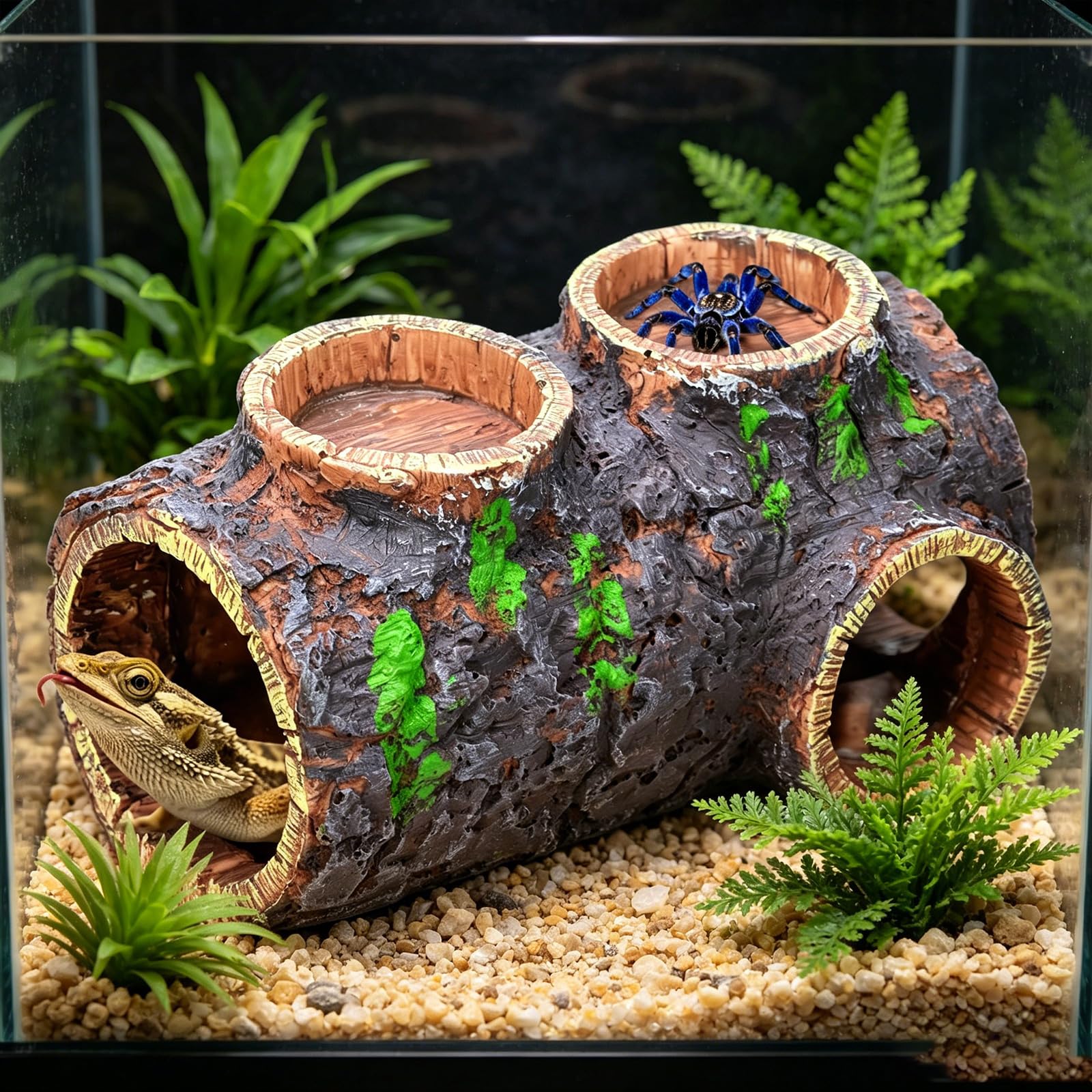 ordinarYone Hideaway Shelter Reptiles Cueva Waterer y comederos para terrarios y acuarios, mascotas reptiles escondite cueva
