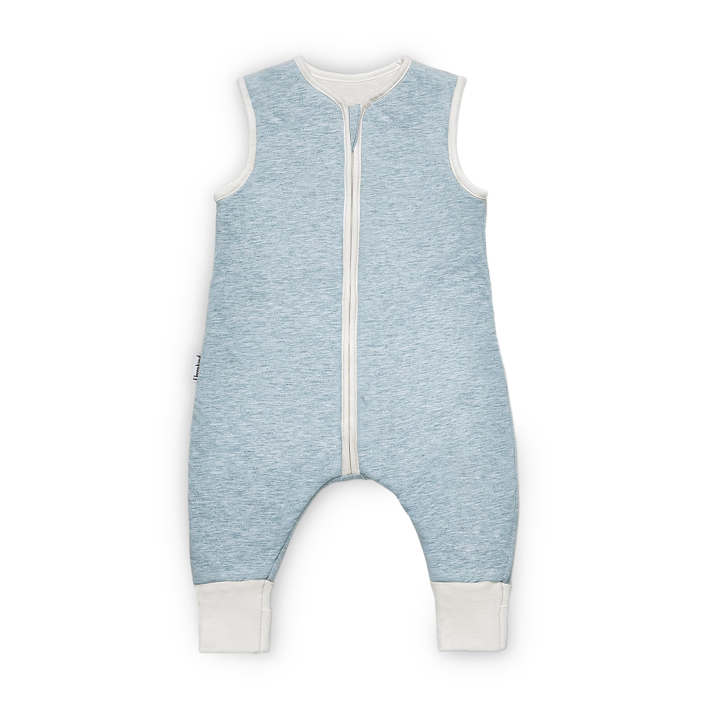 Ehrenkind® Ganzjahres-Schlafsack mit Füßen Wollfüllung | 100% Bio-Baumwolle mit 100% Wolle Füllung Baby-Schlafsack | OEKO-TEX | Hellblau Melange 70