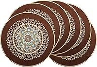 Vista 24 de PIGCHCY Juego de 6 manteles individuales en forma de cuña con centro de mesa, redondos, lavables, resistentes al calor (gris plateado)