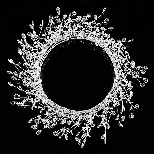 WILLBOND Guirnalda transparente de alambre de hielo, alambre de acero, guirnalda de cristal acrílico, cuentas de cristal sintético, guirnalda de