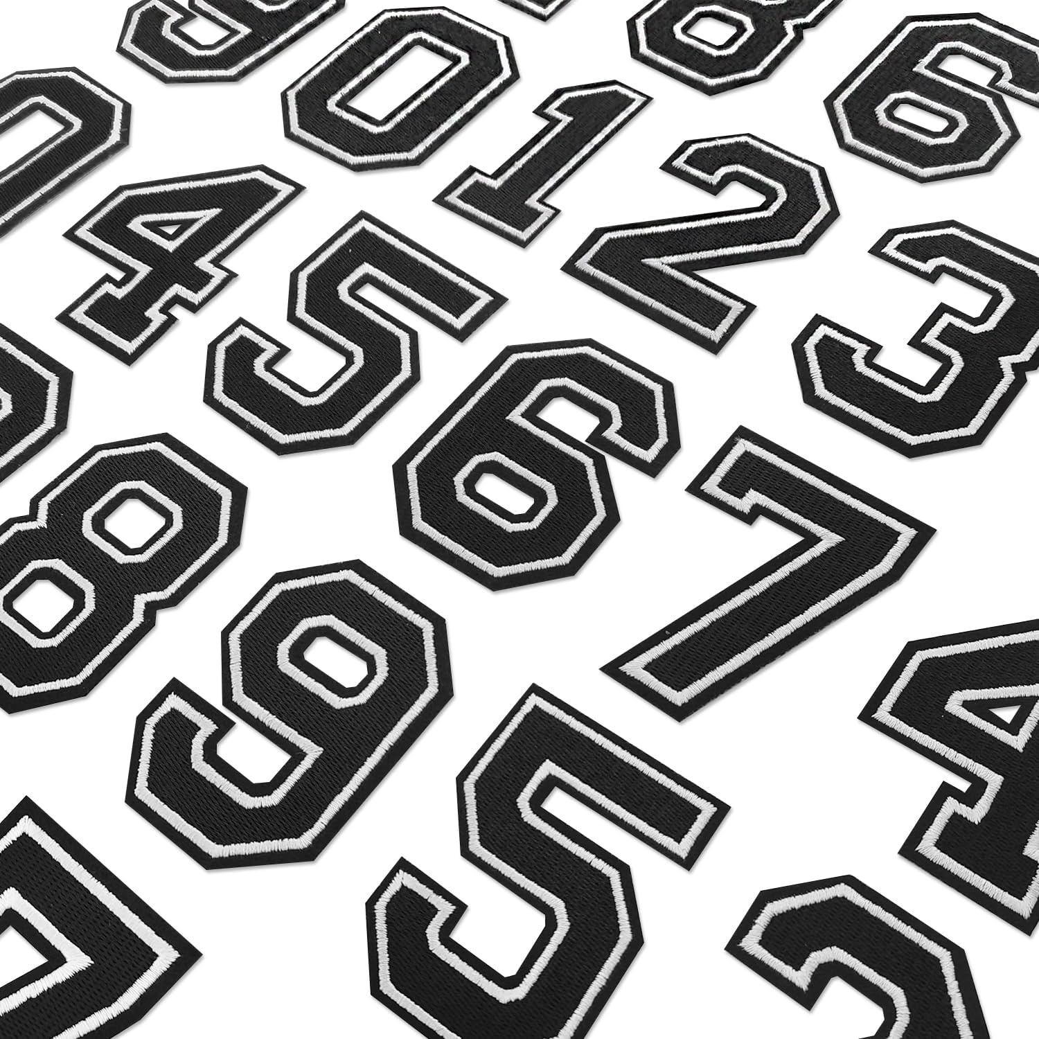 20pcs Iron on Number Patches, Fully Embroidery Varsity Numbers A-Z Patches for Clothing Jacket Backpacks Hat and More, 3.1" Black - Image 7