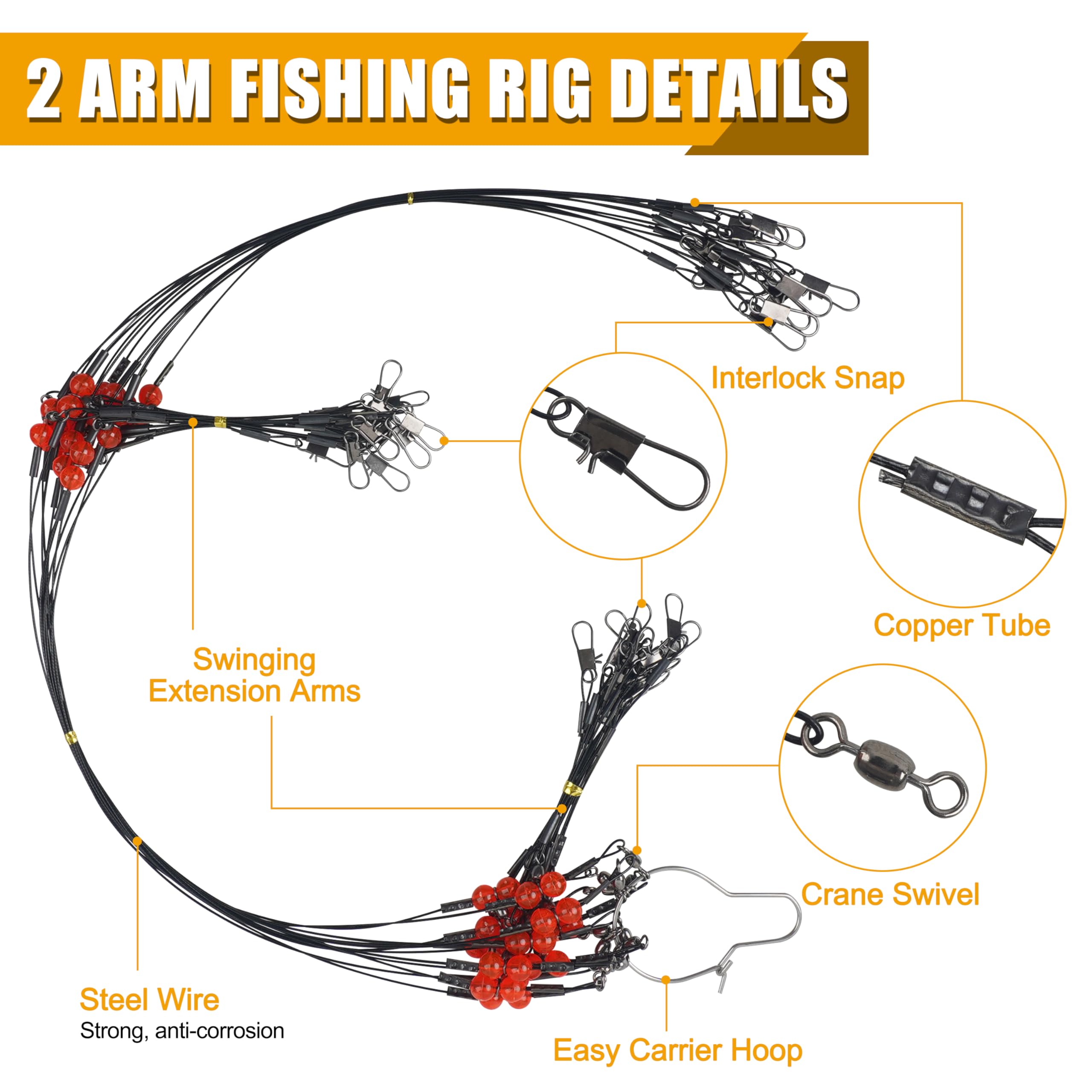 Saltwater Surf Fishing Rigs Tackle Kit, 35pcs Surf Fishing Rig Fish Finder Rig Include Fishing Wire Leader Rig Pyramid Sinkers Sputnik Sinker Weight Circle Hook Sinker Slider Surf Fishing Accessories