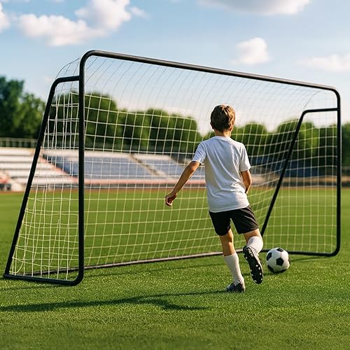 Miniatura 16 de MOPHOTO Soccer Goal, 6X4/8x6/10x6.5/12x6/16x7/18.5x6.5/21x7/24x8ft Soccer Goals for Backyard, Full Size Soccer Goal for Teens & Adults Training