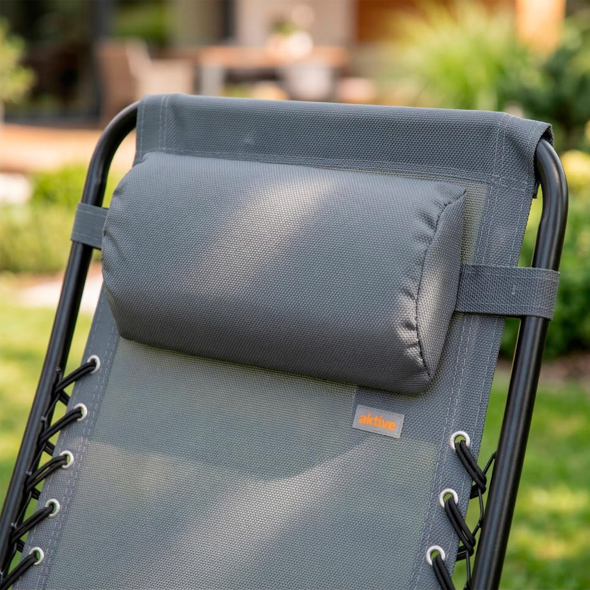 AKTIVE Tumbona jardín plegable, Color gris, 52x68x104 cm, Gravedad cero, Estructura acero, Tejido textileno, Soporta 110 kg, Antivuelco, Cojín acolchado, Hamaca terraza exterior (61166)