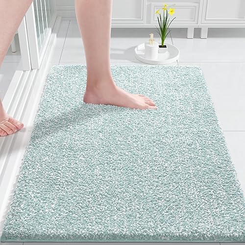 Miniatura 22 de Yimobra Alfombras de baño antideslizantes lavables de 24 x 17 pulgadas, tapete de baño de microfibra ultra suave y absorbente, alfombra decorativa