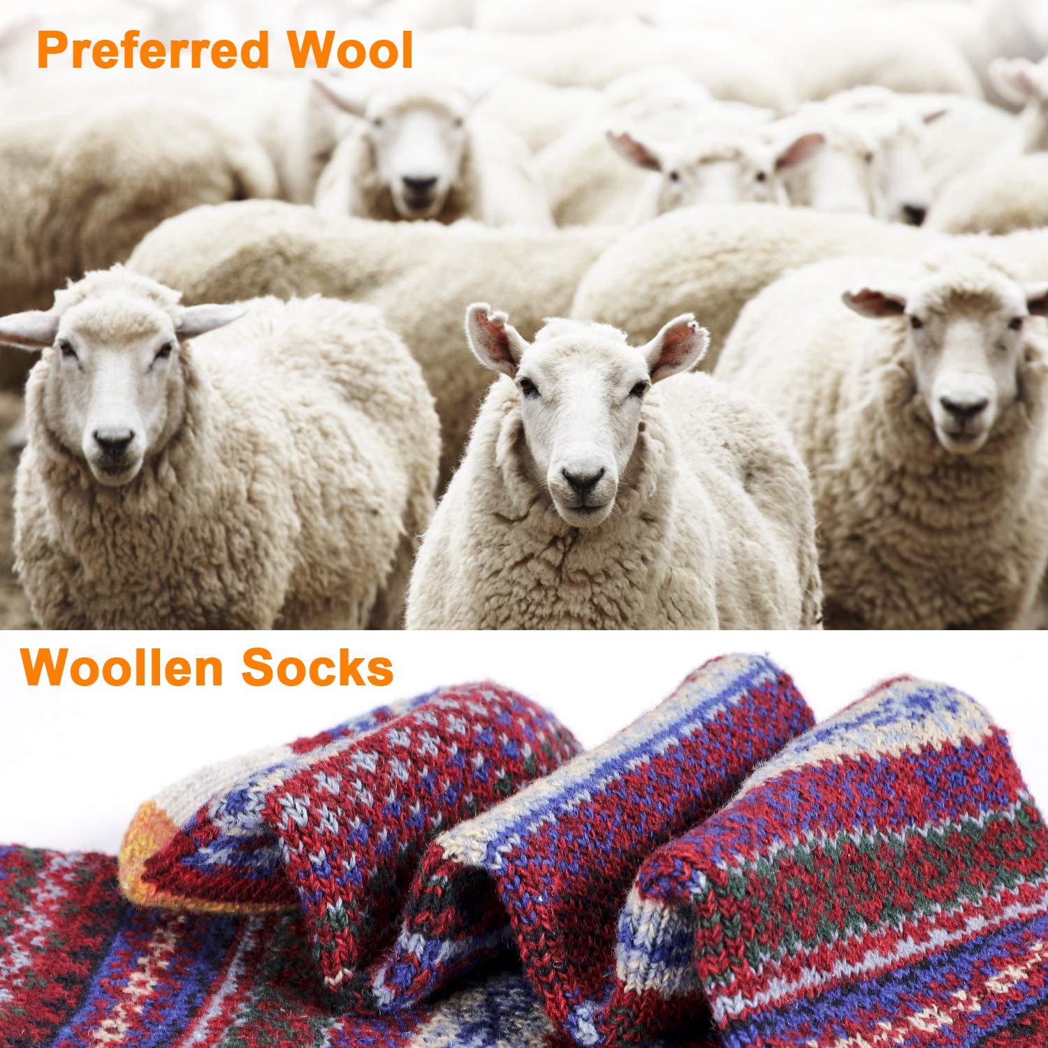 Fixget Calze Termiche Donna, 6 Paia Calzini Calde Donna Invernali, Calzini Termici Donna Calza Spessa per Donne Vintage Stile Country