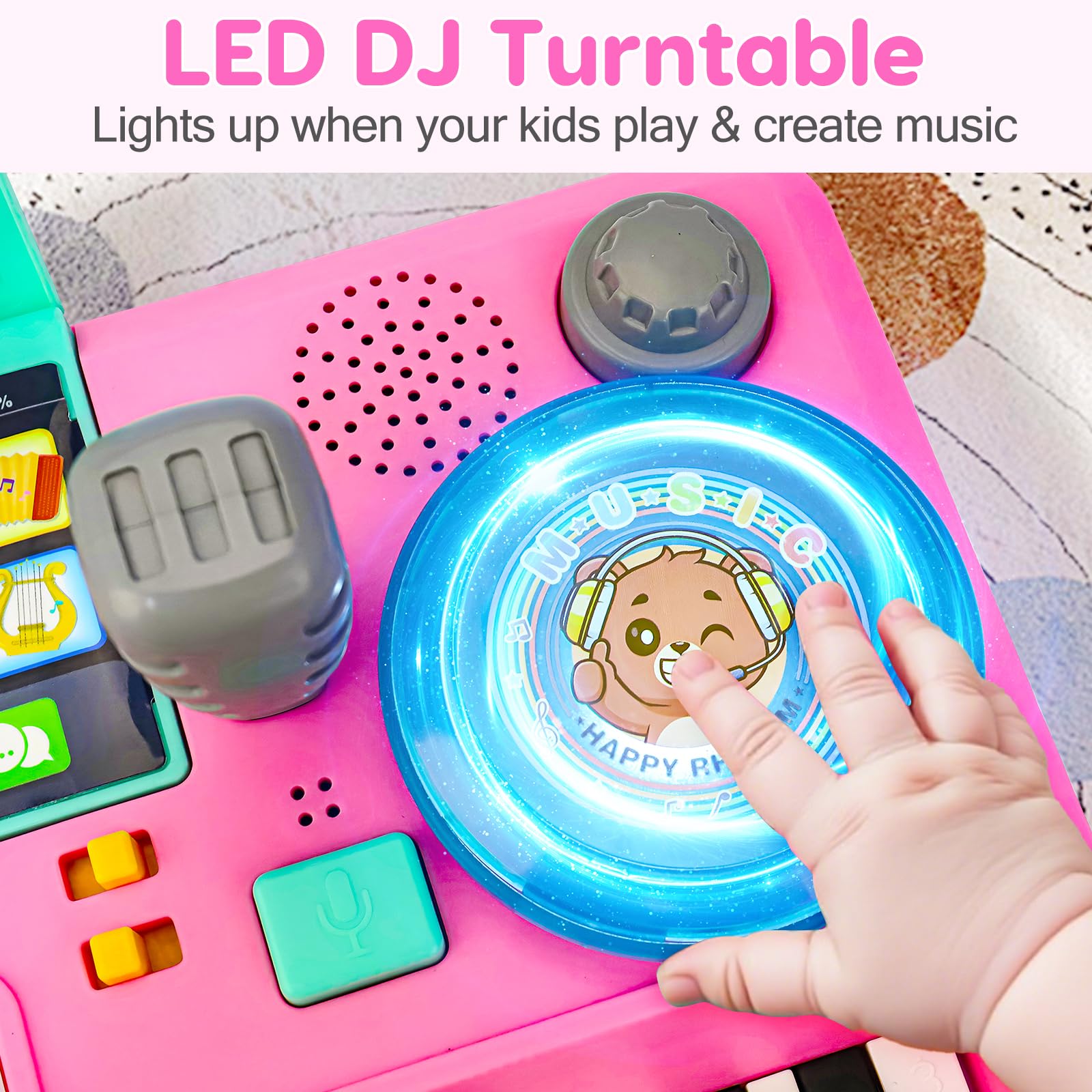 Lypsochaat Baby Spielzeug ab 1 2 3 Jahre mit Musik und Licht, Musikspielzeug Kinder Spielzeug DJ Pult mit Klavier, Babyspielzeug 0-6 0-12 12-18 Monate, Baby Geschenk 1 2 3 Jahre Junge Mädchen