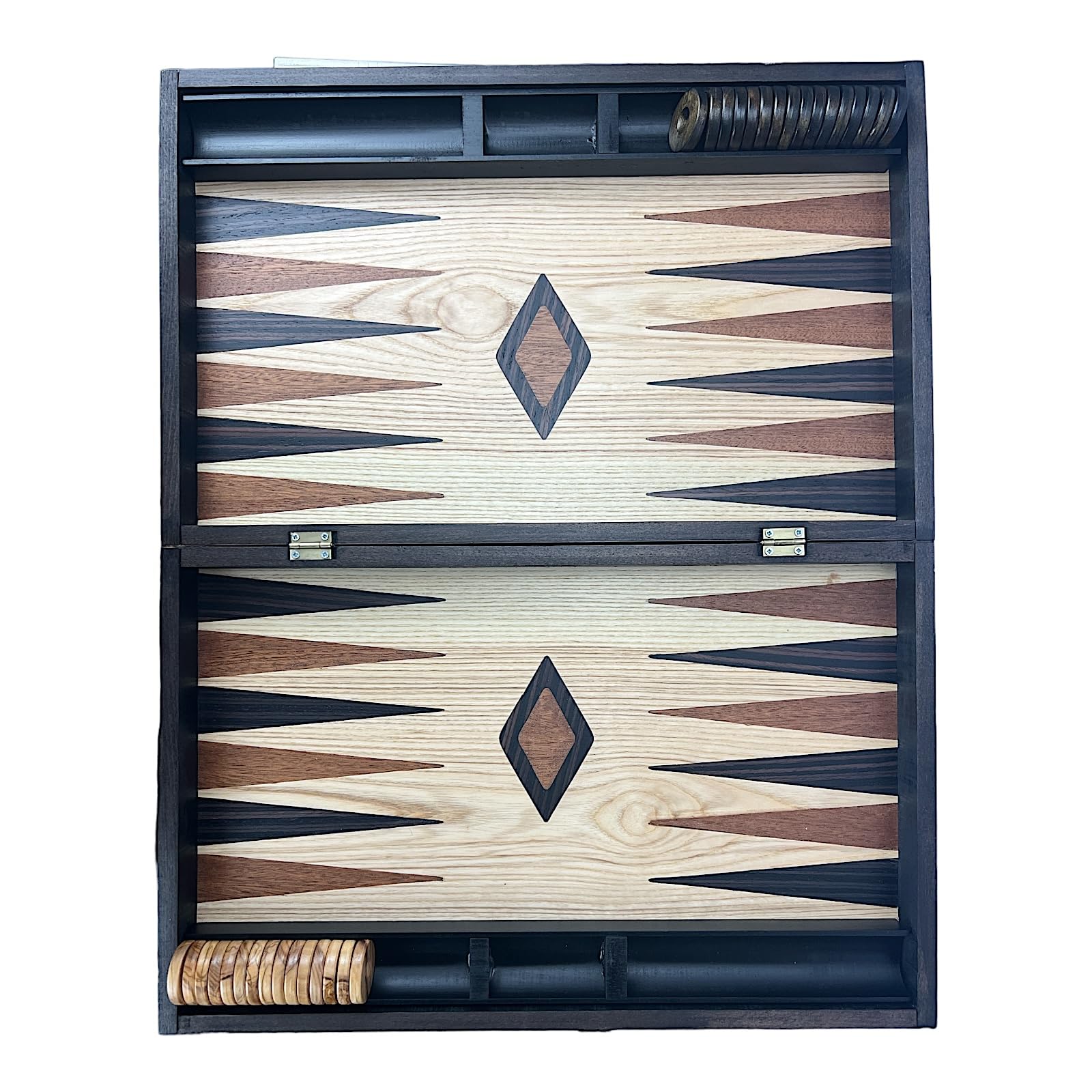Generic Ensemble de backgammon grec authentique en bois d'olivier fait à la main pour 2 joueurs, à partir de 14 ans
