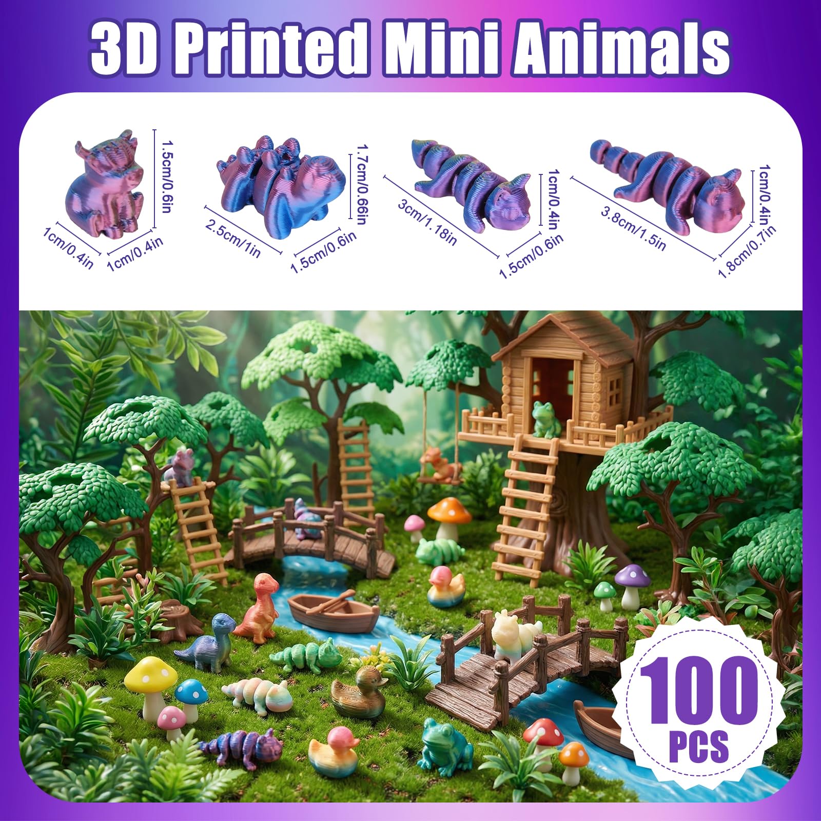 Hysagtek 100 piezas Mini 3D Impresos Animales Bolsa Sorpresa - Paquete Misterio Juguetes Antiestrés Articulados Flexibles Figuras Mini Realistas de Animales para Decoración de Escritorio, Premios Hysagtek 100 piezas Mini 3D Impresos Animales Bolsa Sorpresa - Paquete Misterio Juguetes Antiestrés Articulados Flexibles Figuras Mini Realistas de Animales para Decoración de Escritorio, Premios