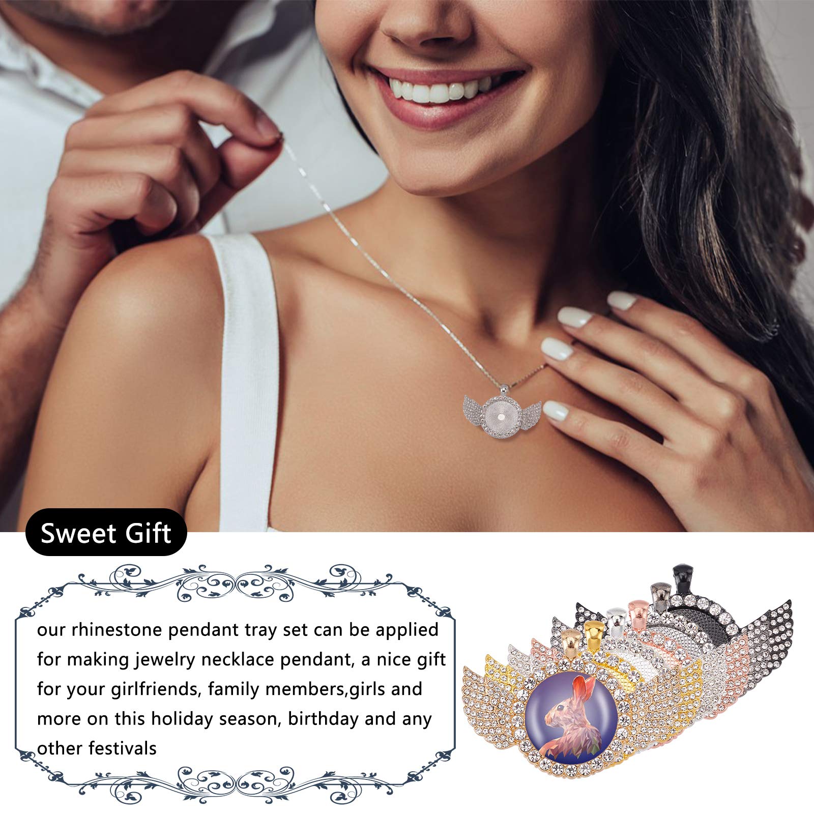 Set 27 Cabochon E Vassoi Con Strass Per Gioielli Fai Da Te – COGCHARGER, Lega E Vetro - 4