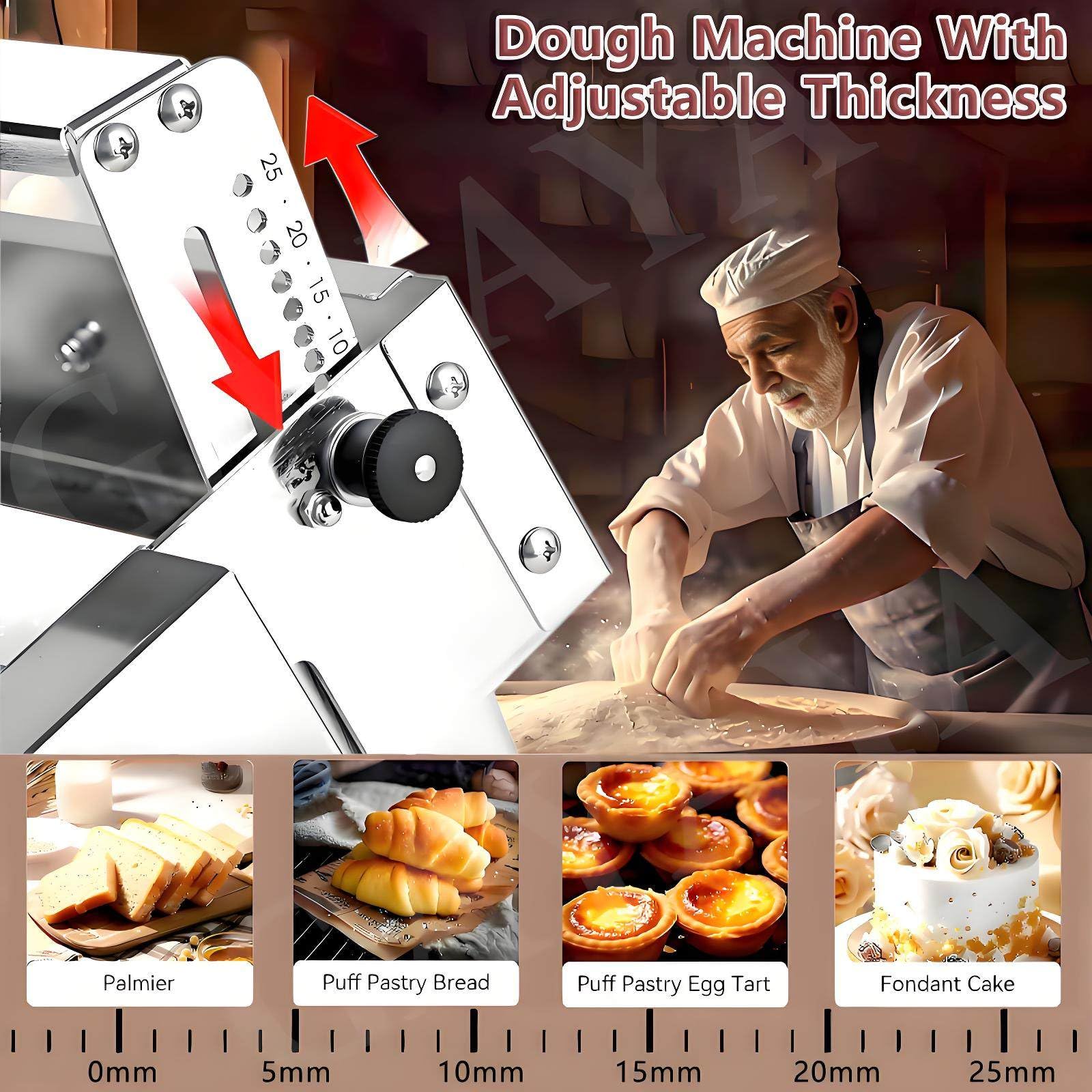 Rullo per Pasta da Tavolo | Pizzaiolo in Acciaio Inox | Sfogliatrice per pressa per Pasta Pieghevole | Spessore Regolabile(Home)