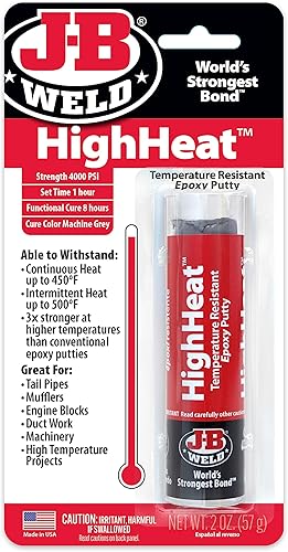 J-B Weld 8297 HighHeat - Barra de masilla epoxi de 550 grados 2 onzas