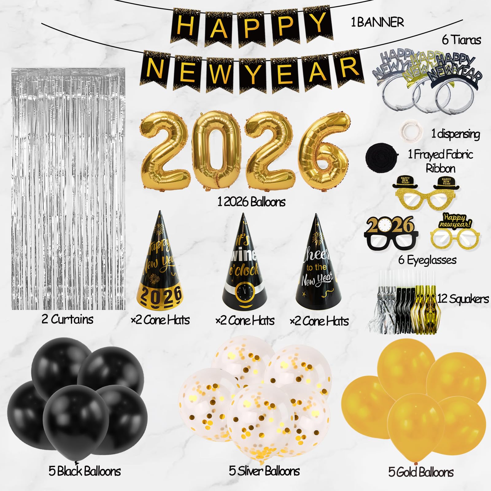 Amazon.com: New Years Eve Party Supplies 2026 - Happy New Year