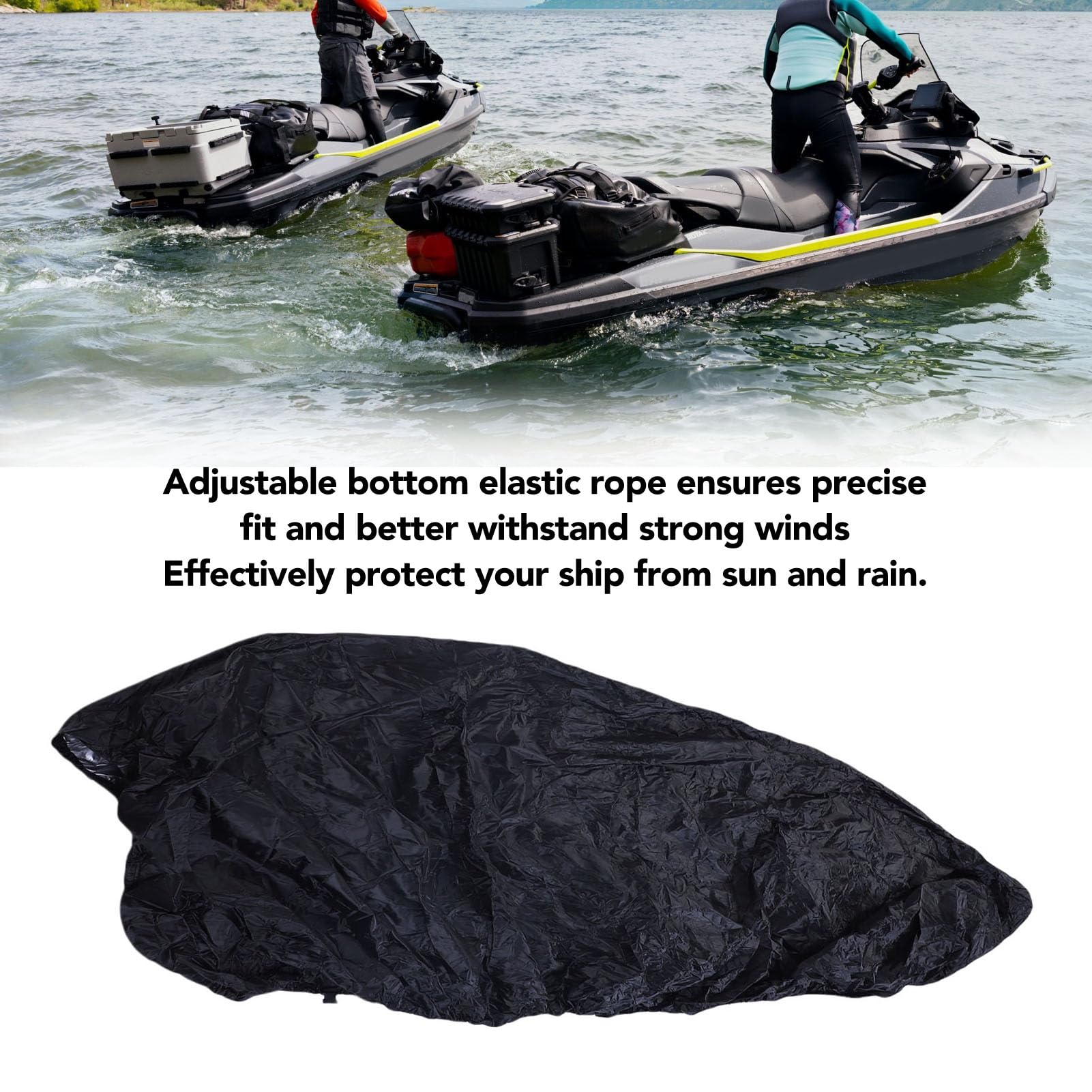 Haofy Wodoodporne pokrywę łodzi 210D Oxford Cover Cover Wymienca FX HO, FX Cruiser HO, GTX 170, GTX 230 z Zaprojektowanymi dla Płytek Pływających o Długości 135-145 Cali