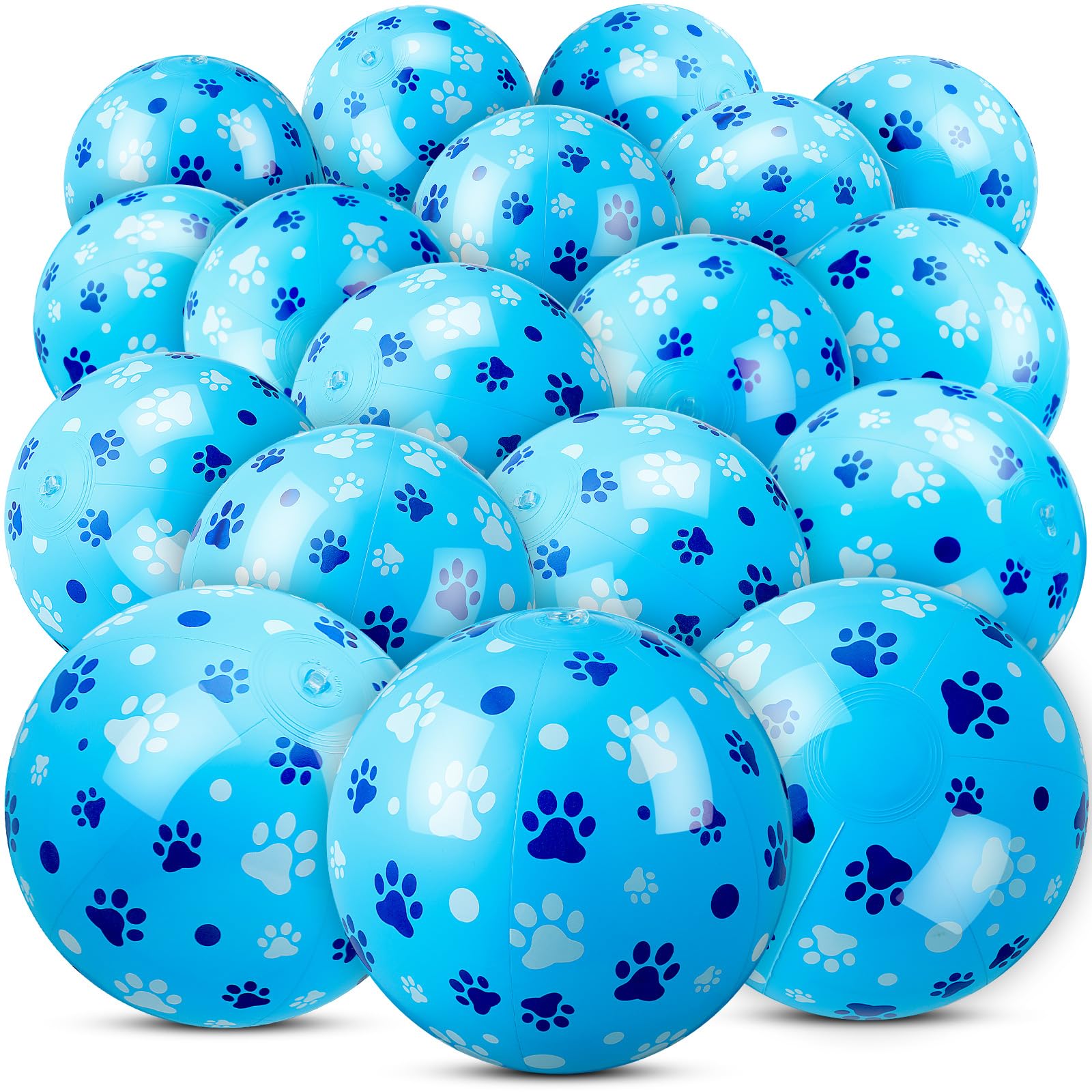 Vertintong 18 Pack Paw Print Beach Balls 9 Inch Blue Dog Paw Inflatable Beach Balls Bulk for Kids Adults Puppy Theme Birthday Party Favor Class Gifts