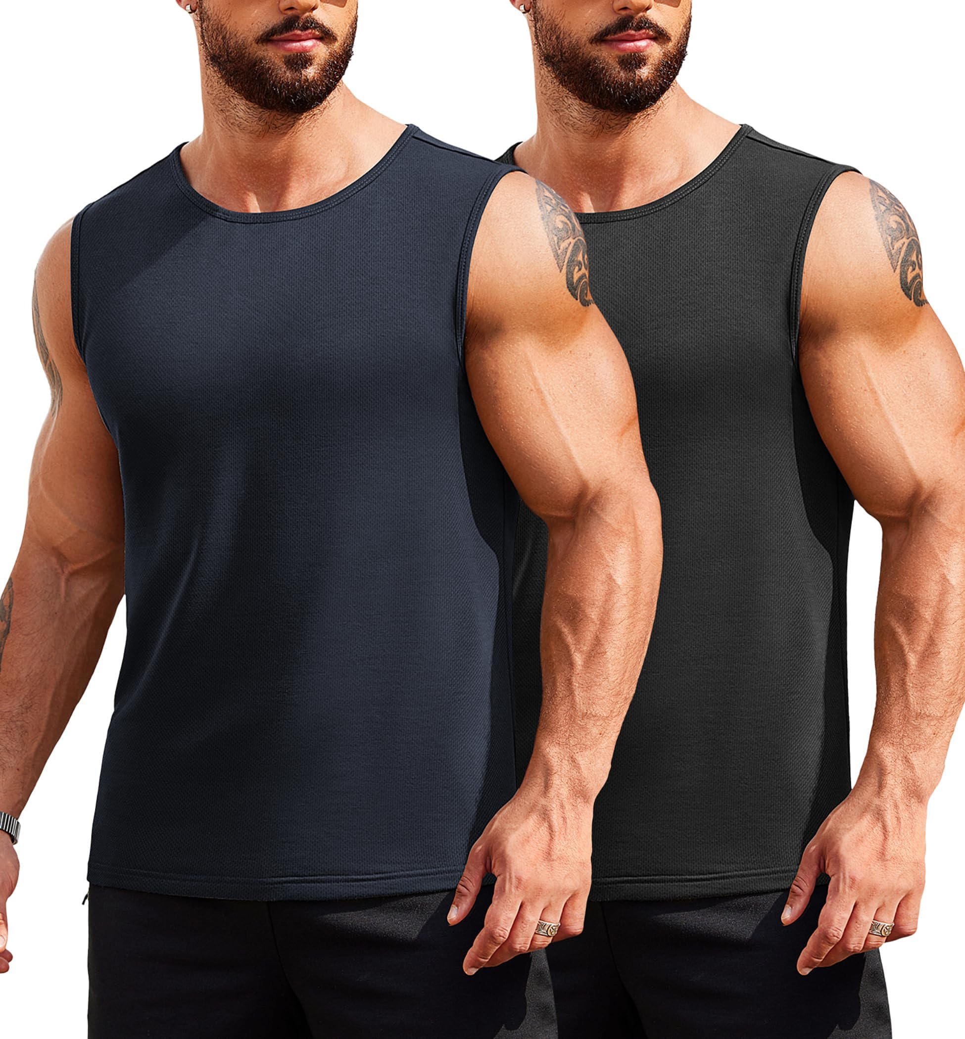 COOFANDYTank Top Men 2 Pack Fitness Gym Vest Summer Sport Training Undershirt Muscle Sleeveless Shirts