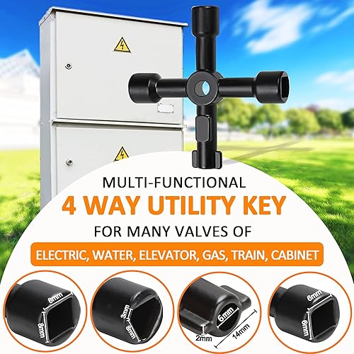Miniatura 6 de Llave de medidor de agua de 17 pulgadas con llave de utilidades multifuncionales de 4 vías, llave de herramienta de cierre de agua de armadura