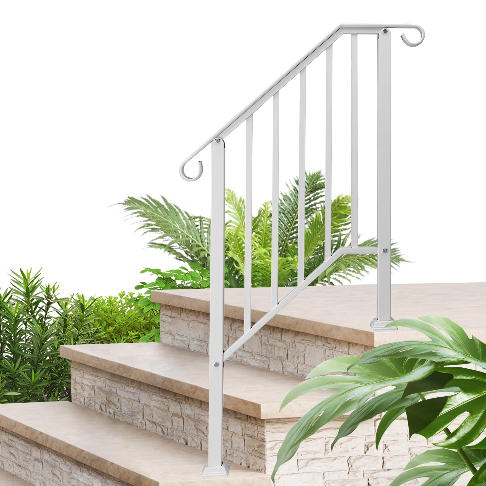 Snapklik.com : 3 Step Outdoor Handrails, Fit 2-3 Steps, Wrought Iron ...