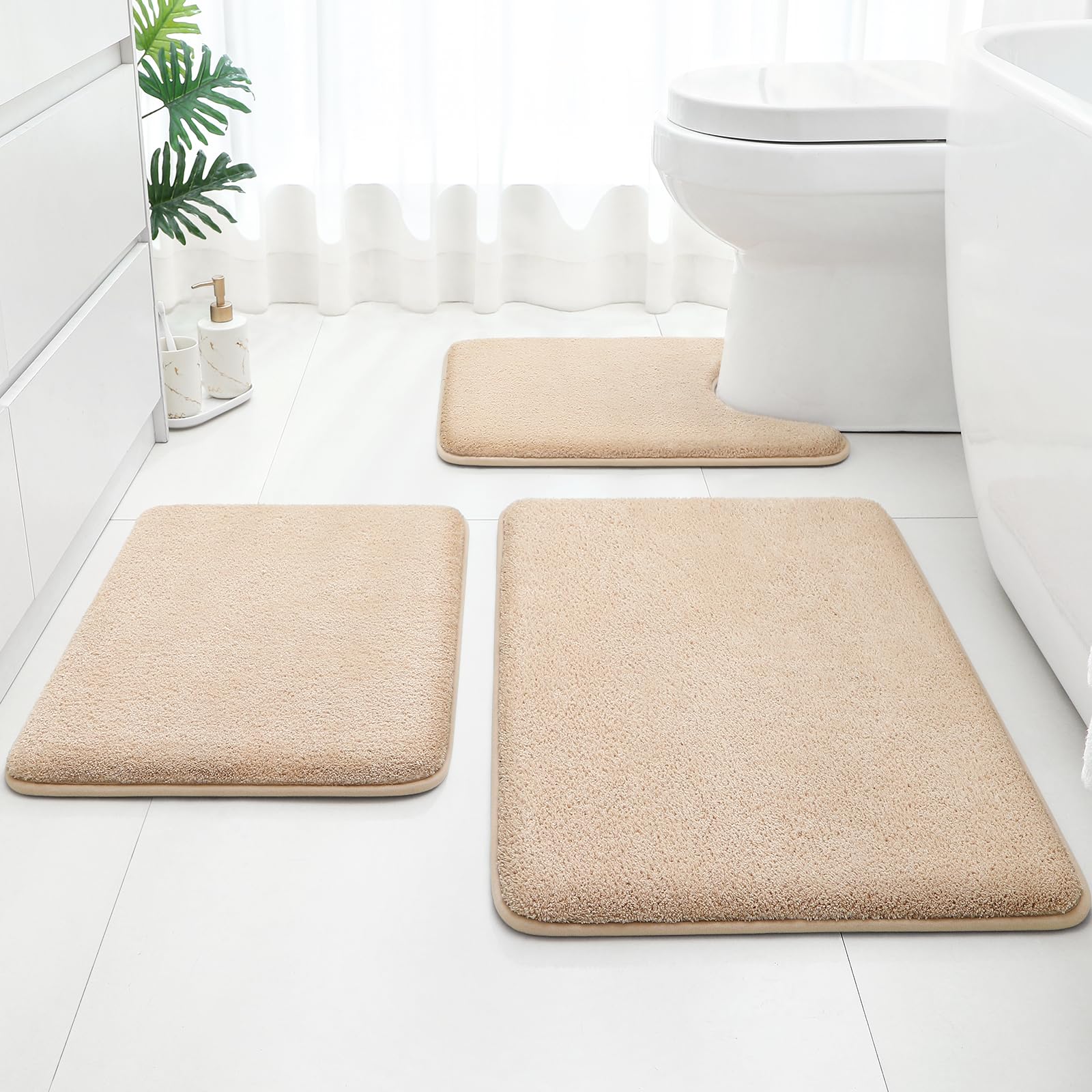 HOMEIDEAS Upgraded Bathroom Rugs Set 3 Piece