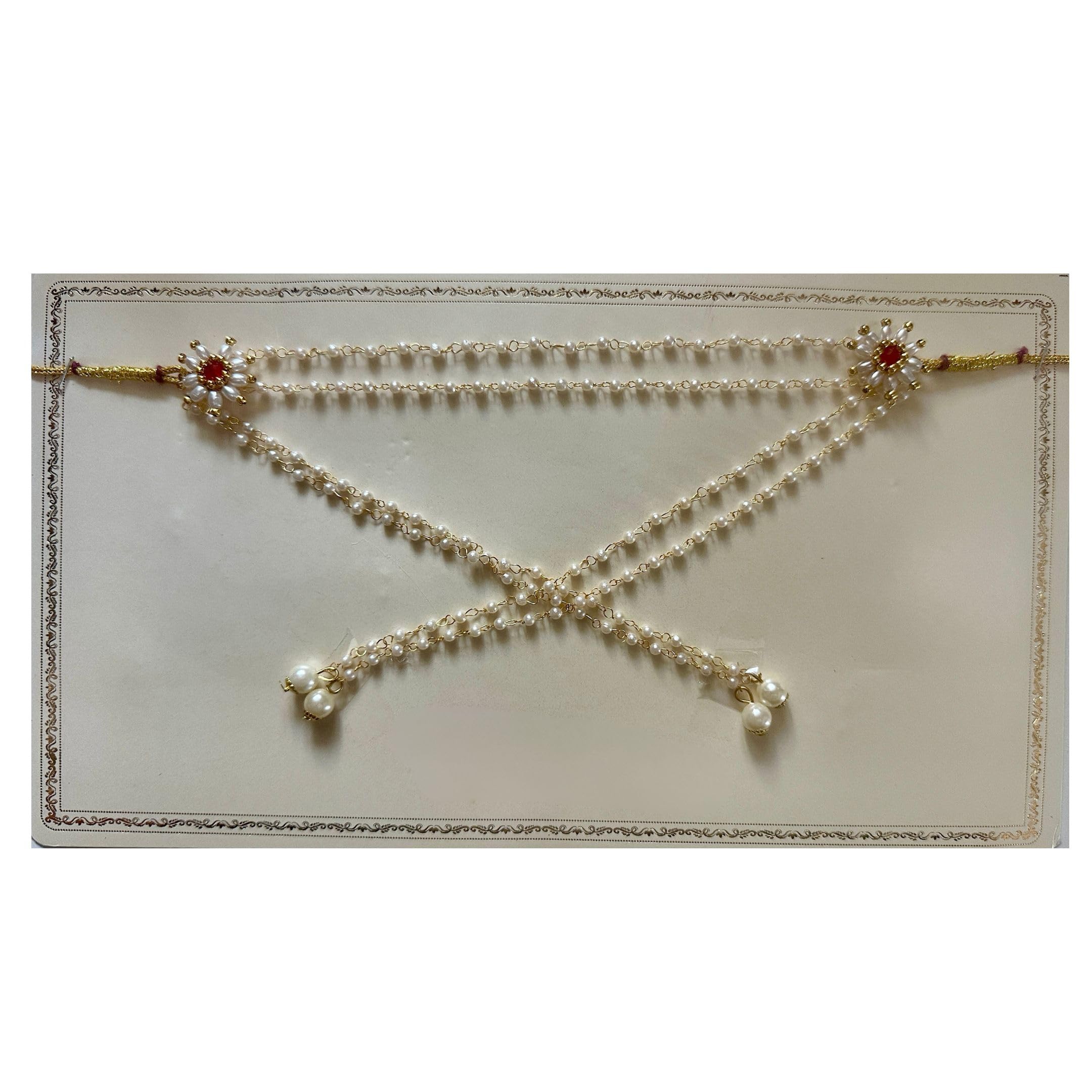haldi mehendi shaadi Traditional Maharashtrian Mundavalya (Pack of 2) for girl & boy in Wedding Haldi ceremony | Golden Pearl Bashing Mandodi Bride and Groom-picture-24