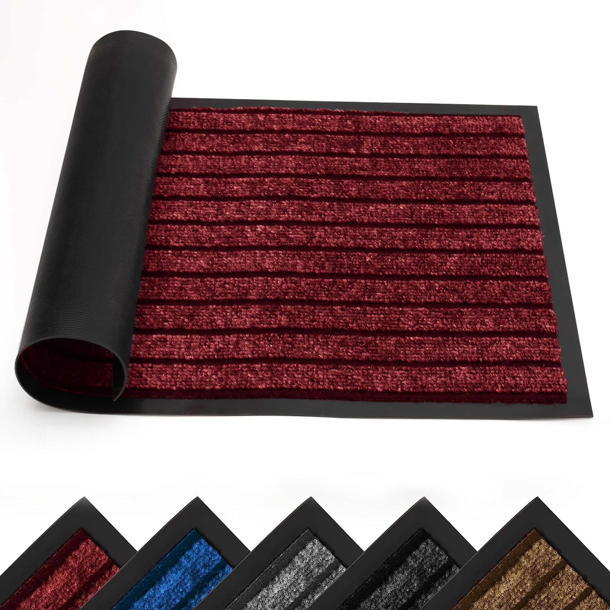 Yorkshire Bedding Door Mat Non Slip –Burgundy Rubber mat 50x80cm Machine Washable Door Matts indoor Dirt Trapper Super Absorbent Door Mats Outdoor
