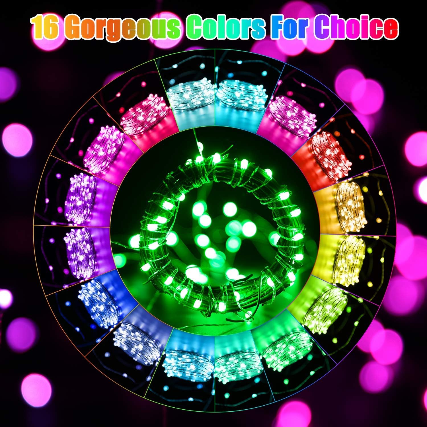 Pack of 6 LED Moon Lights 20 Micro Starry LEDs on Copper Extra Thin Silver Wire, 2 x CR2032 Batteries Required and Included, 7 Feet for DIY Wedding Centerpiece or Table Decorations(Multi)
